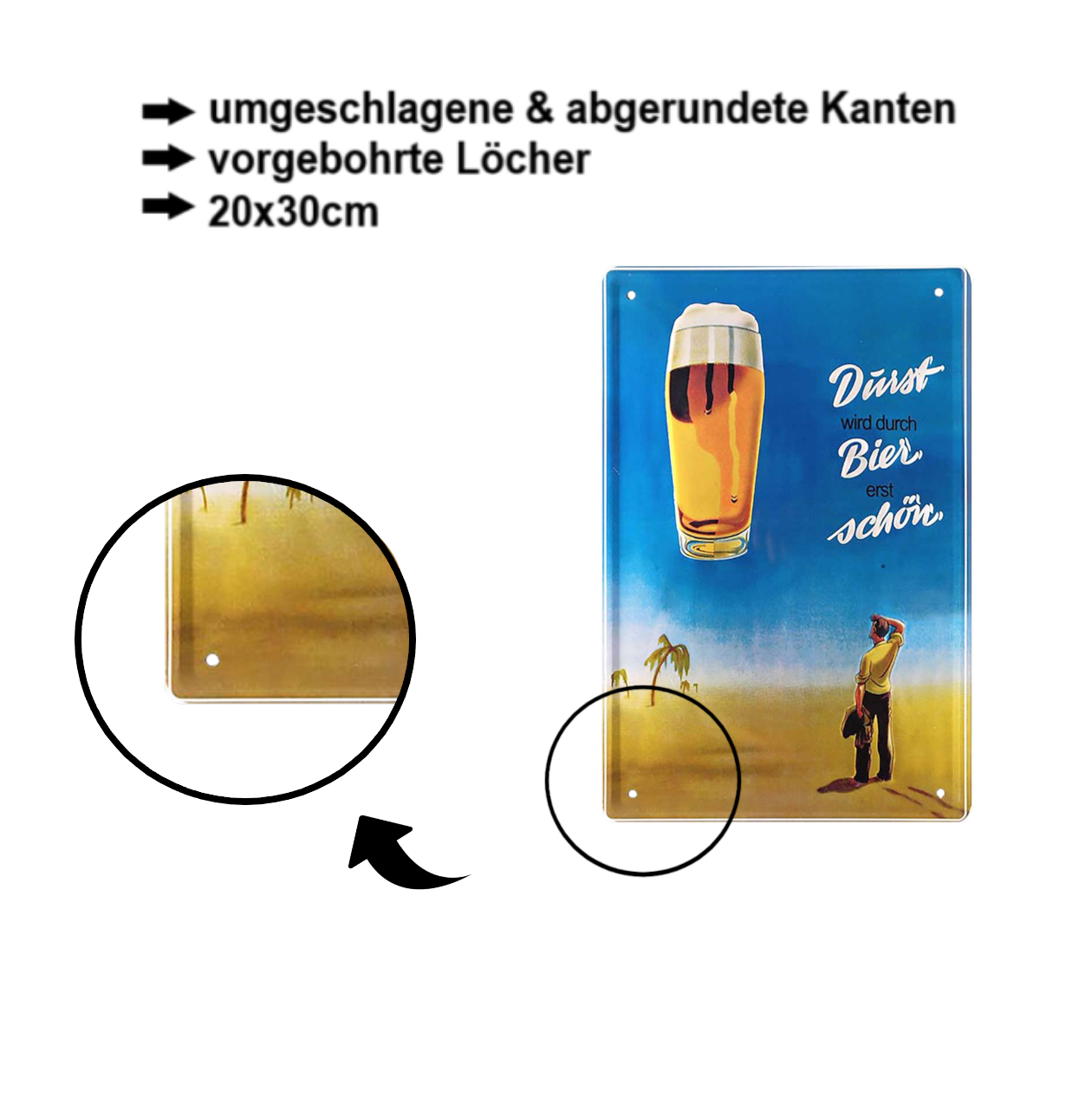 Blechschild ''Durst Bier schön'' 20x30cm