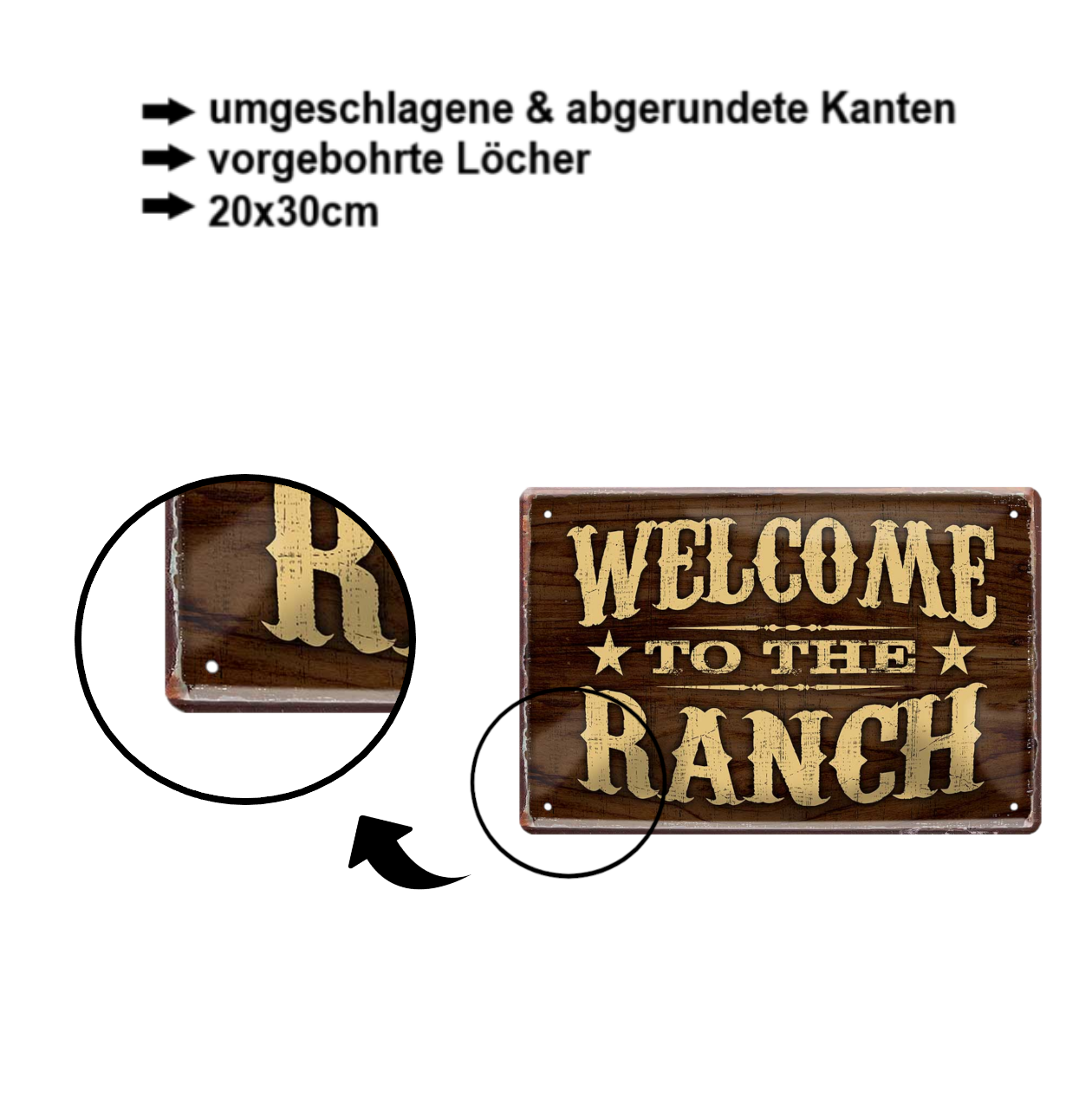 Blechschild ''Welcome to the Ranch'' 20x30cm
