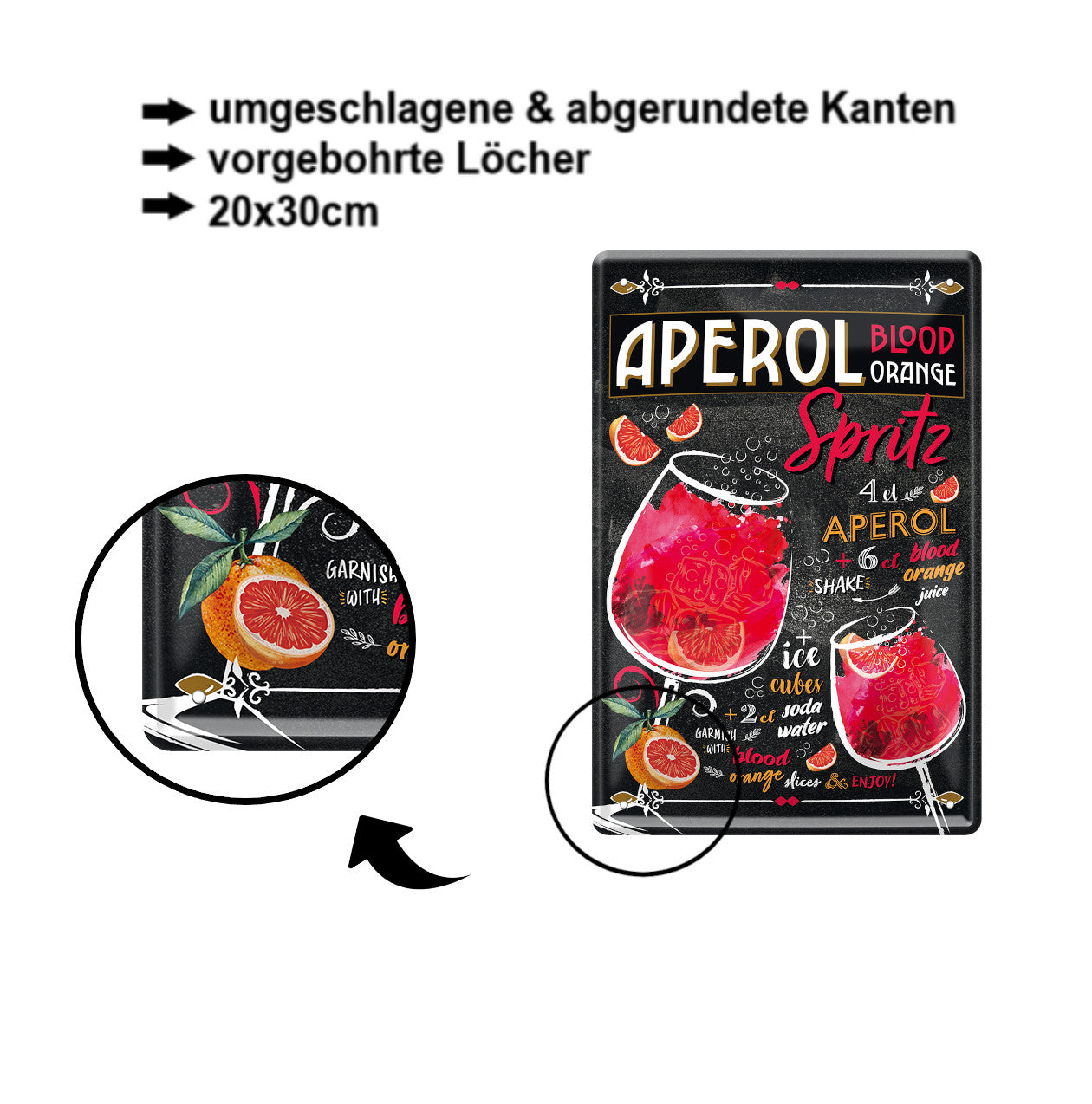 Blechschild ''Aperol Spritz Blood Orange'' 20x30cm