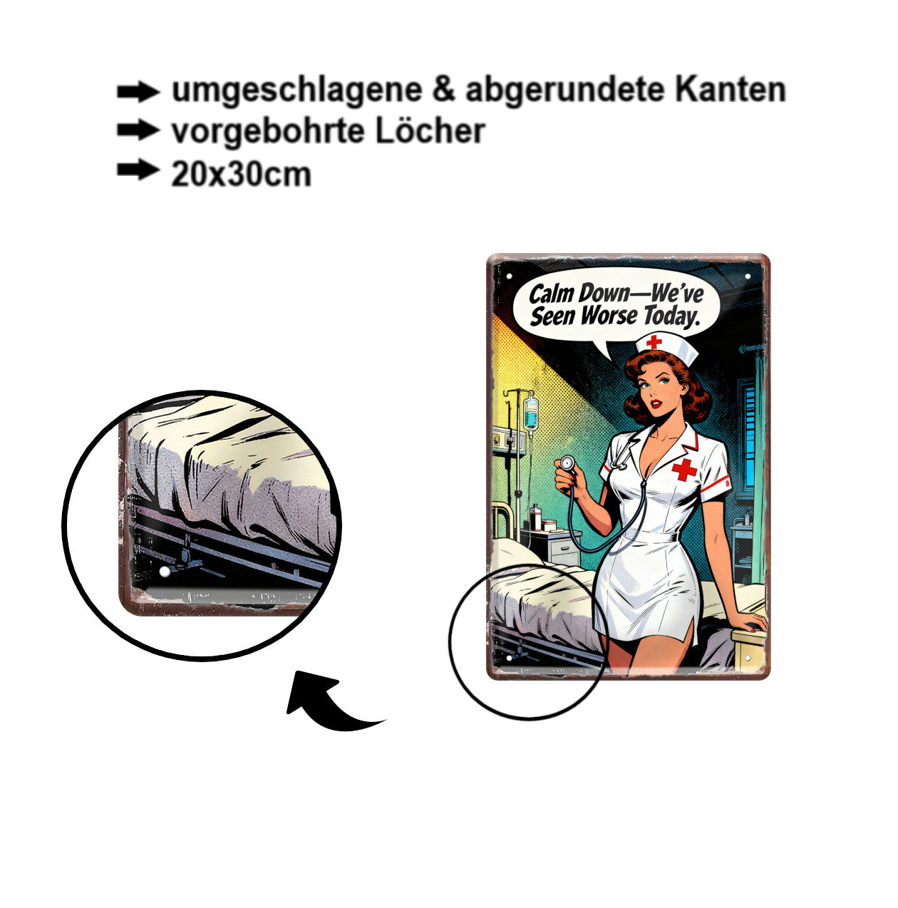 Blechschild ''Calm Down- We've Seen Worse Today'' 20x30cm