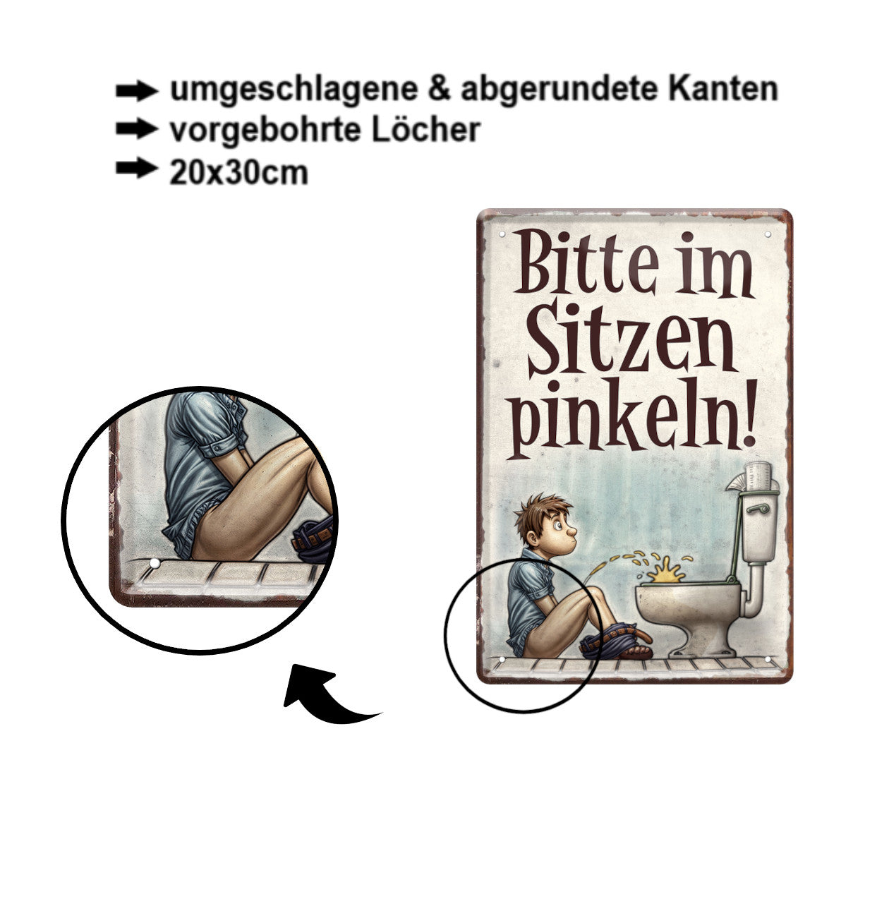 Blechschild ''Bitte im sitzen pinkeln'' 20x30cm