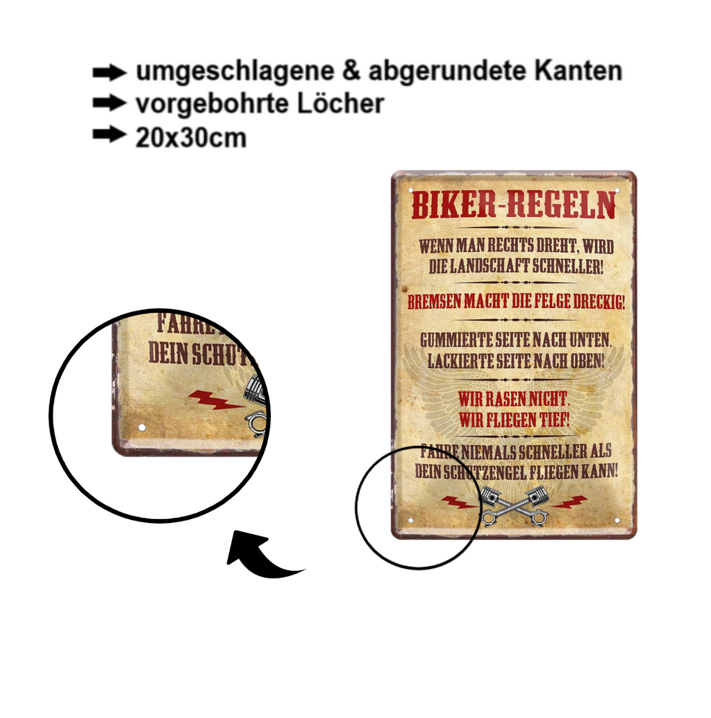 Blechschild ''Biker Regeln'' 20x30cm