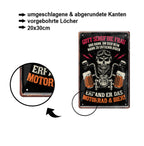 Blechschild ''Gott schuf die Frau, dann das Motorrad und Bier'' 20x30cm