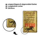 Blechschild ''Wenn du eine stabile Beziehung suchst, hol dir ein Pferd'' 20x30cm