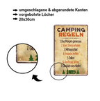 Blechschild ''Camping Regeln. 1. Den Morgen genießen.. '' 20x30cm