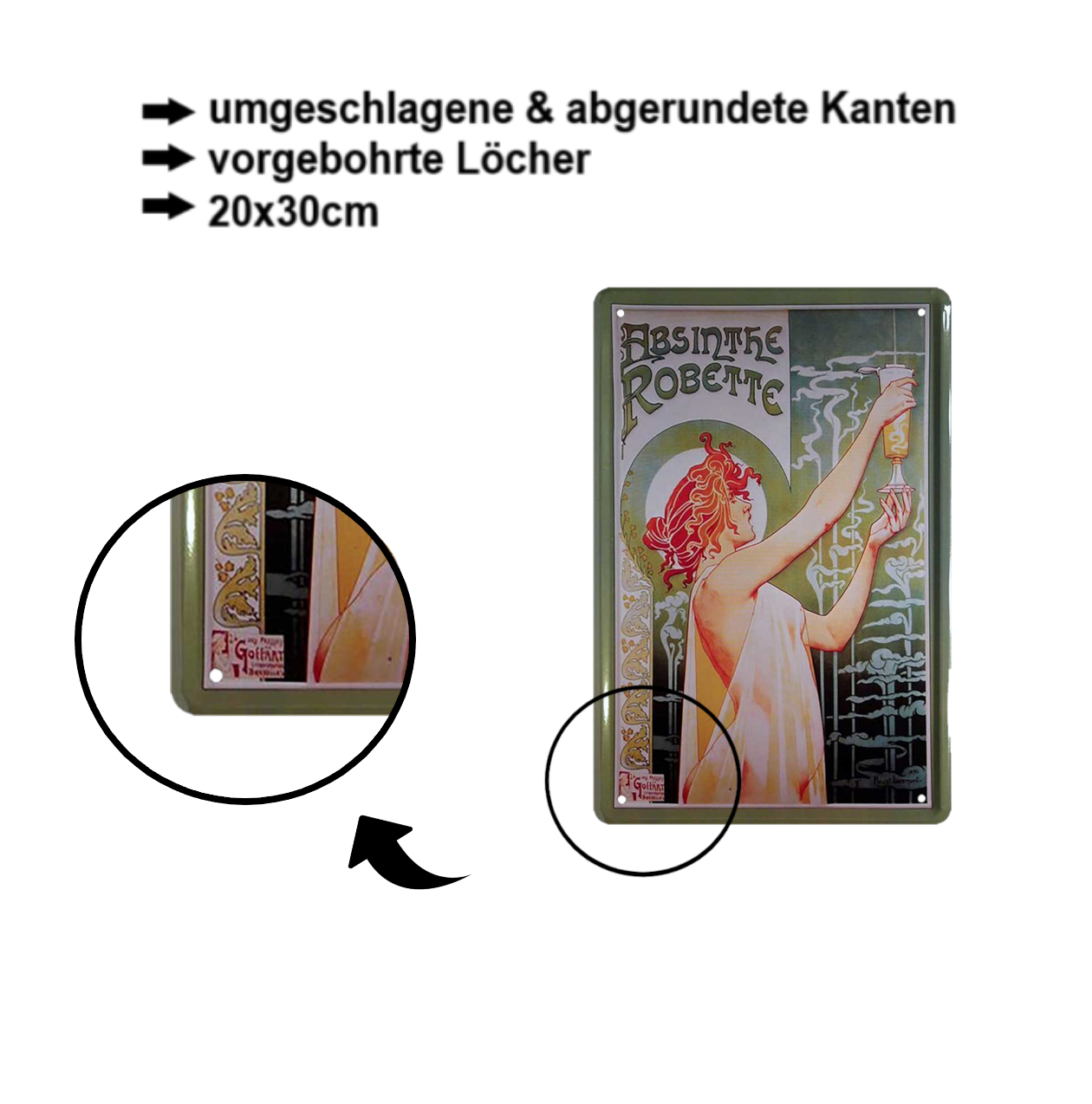 Blechschild ''Absinthe Robette'' 20x30cm