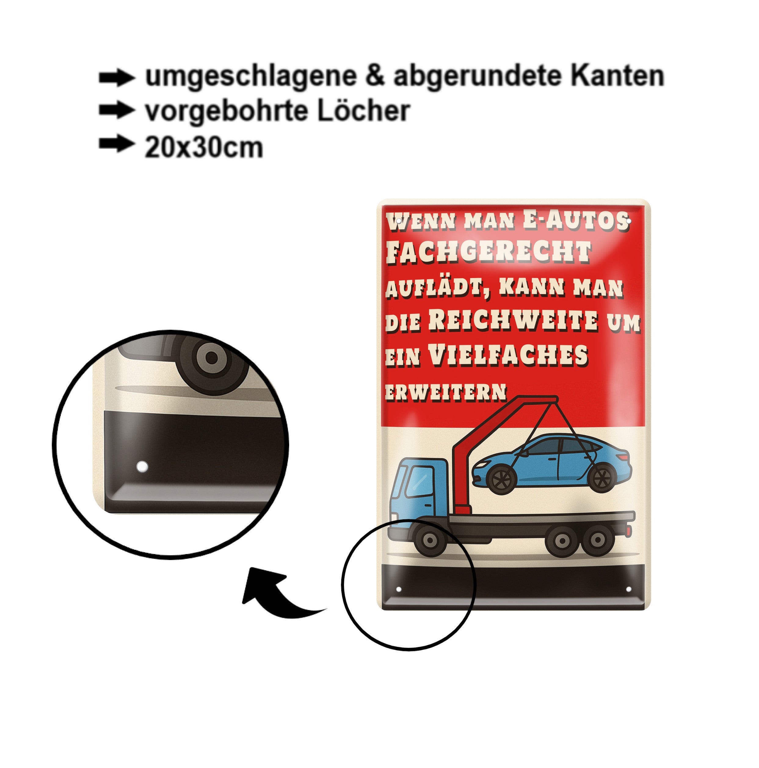 Blechschild ''Wenn man E-Autos fachgerecht auflädt'' 20x30cm
