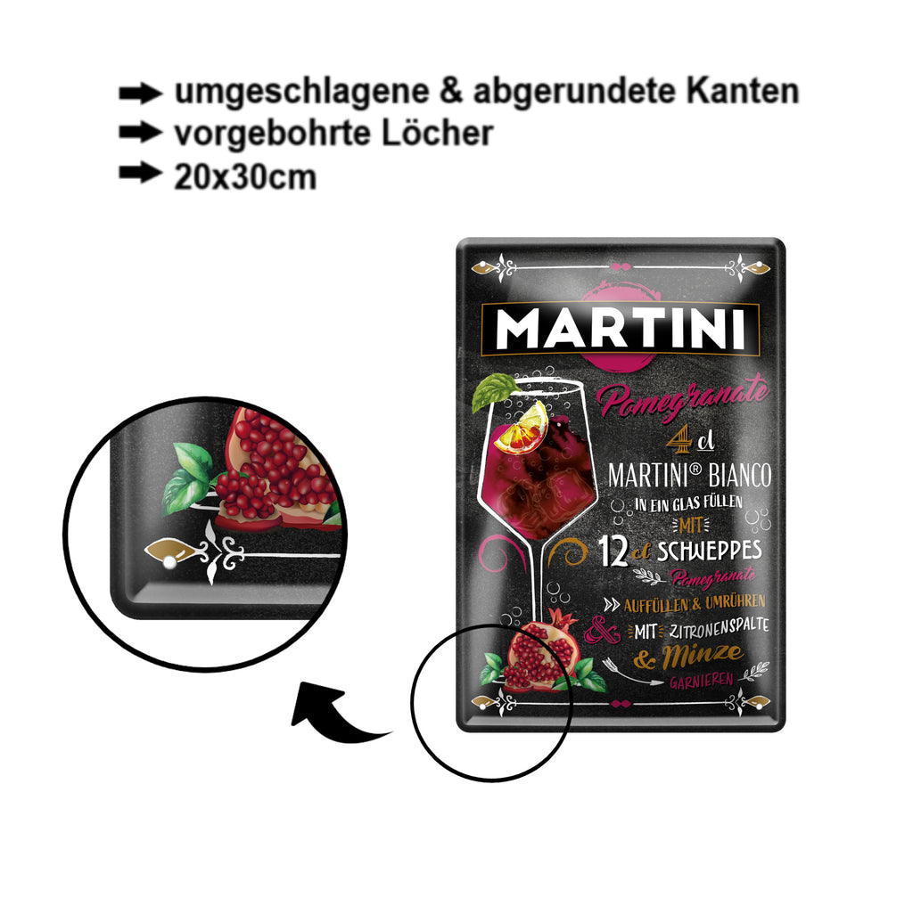 Blechschild ''Martini Pomgranate'' 20x30cm