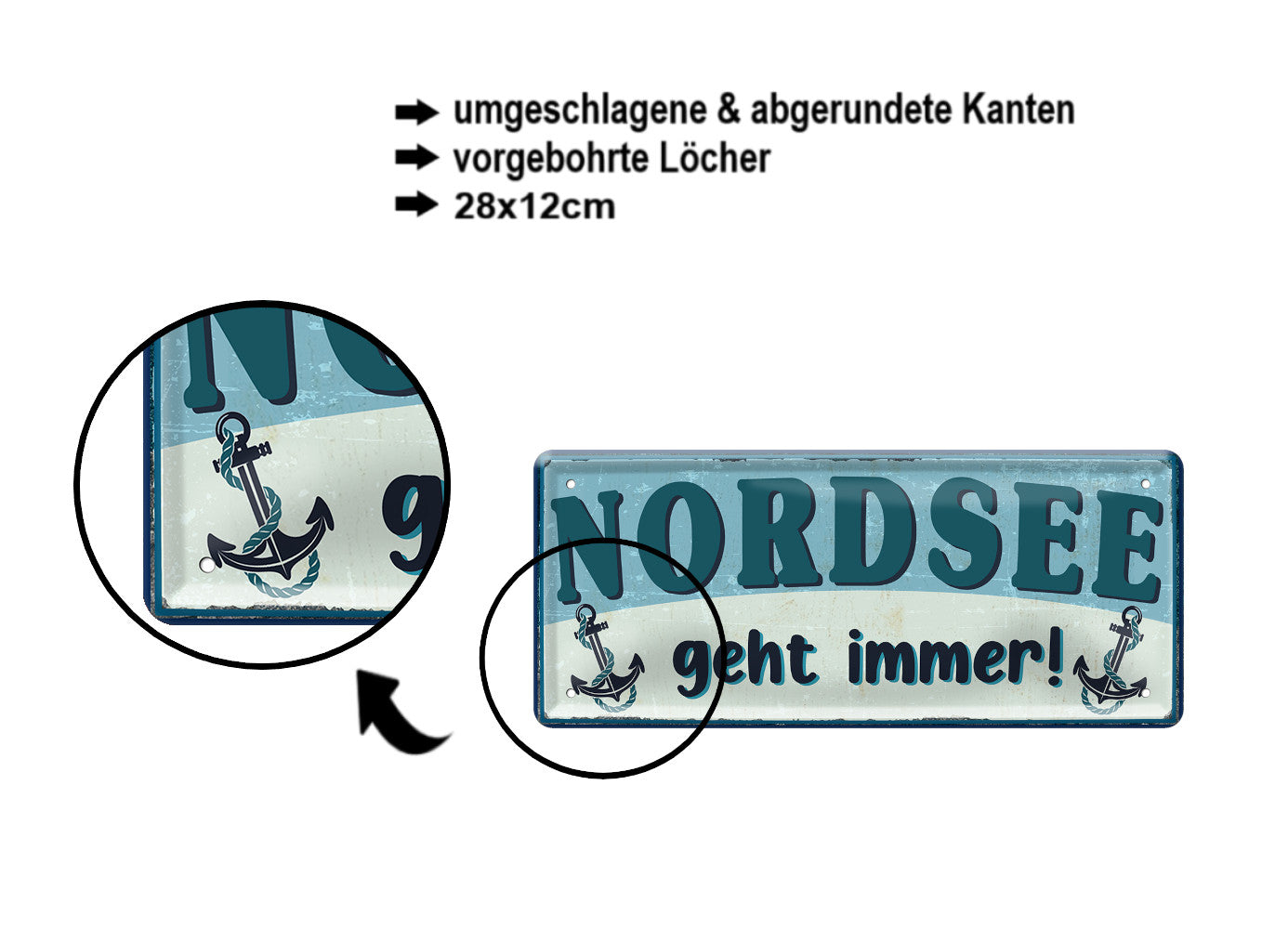 Blechschild ''Nordsee geht immer!'' 28x12cm