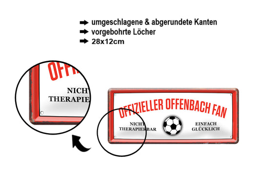 Blechschild ''Offizieller Offenbach Fan'' 28x12cm