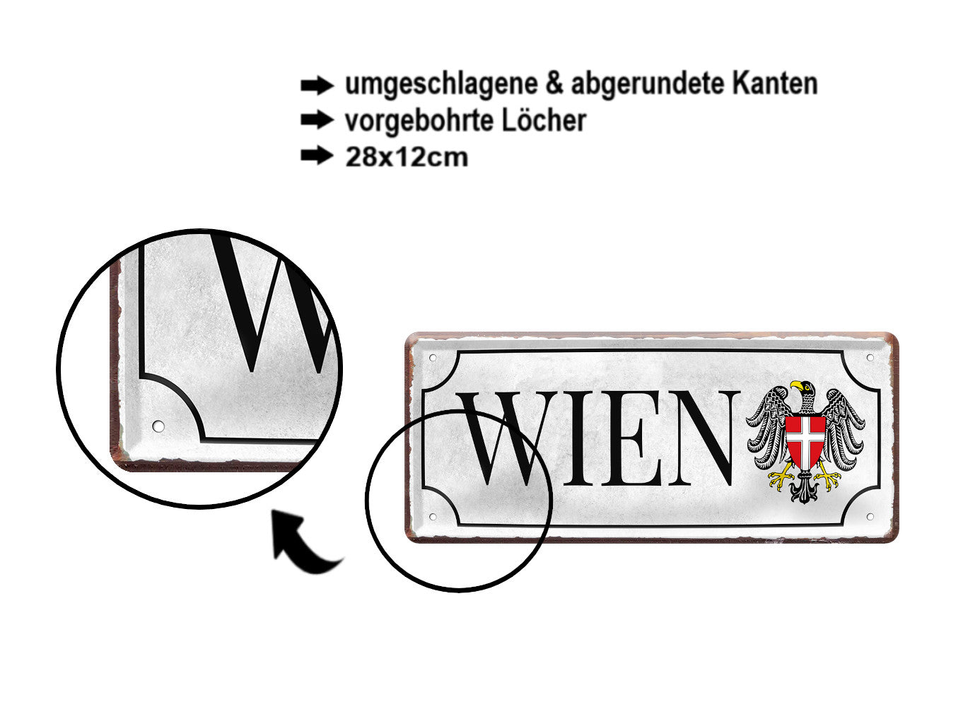 Blechschild ''Wien'' 28x12cm