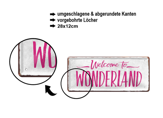 Blechschild ''Welcome to Wonderland'' 28x12cm