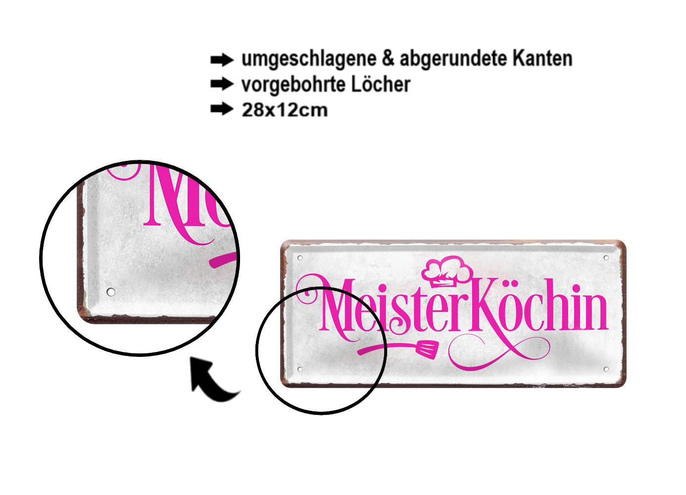 Blechschild ''MeisterKöchin'' 28x12cm