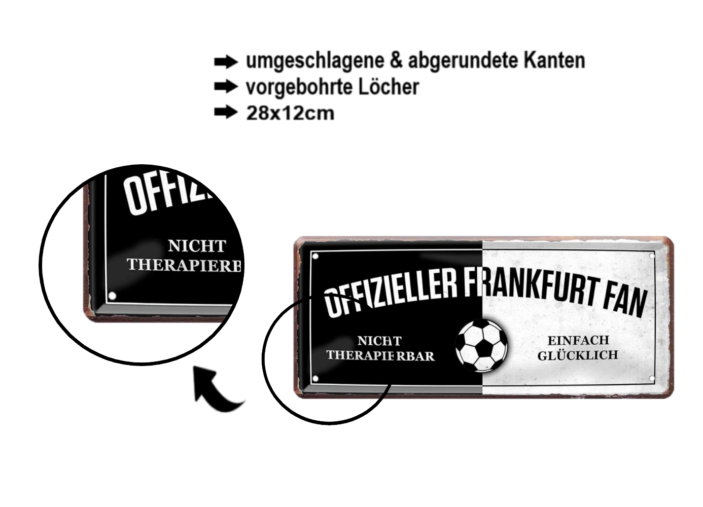 Blechschild ''Offizieller Frankfurter Fan'' 28x12cm