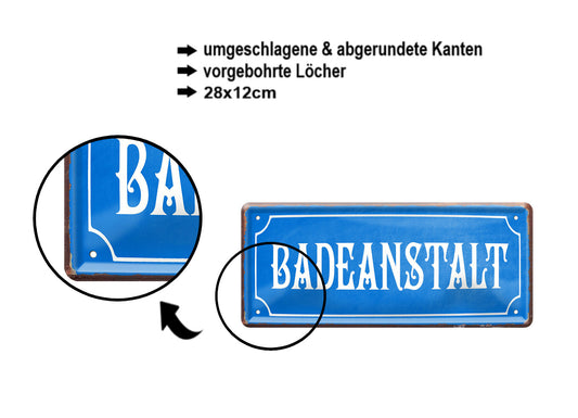 Blechschild ''Badeanstalt'' 28x12cm