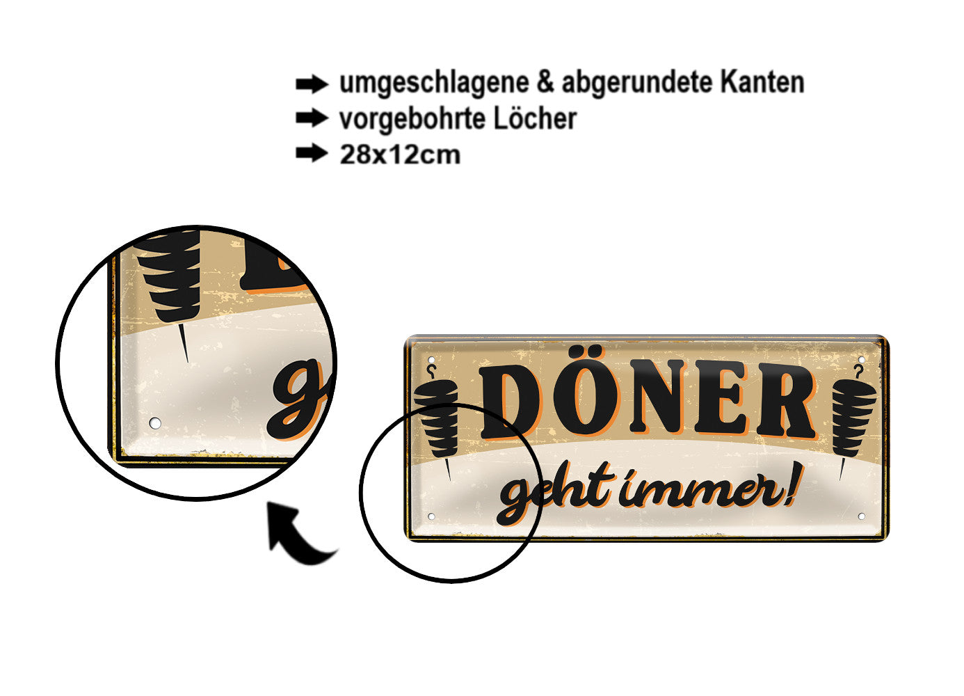 Blechschild ''Döner geht immer!'' 28x12cm