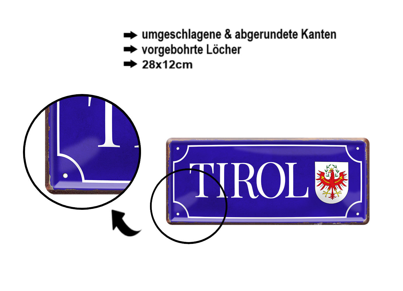 Blechschild ''Tirol (wappen)'' 28x12cm