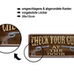 Blechschild ''Check your guns'' 28x12cm