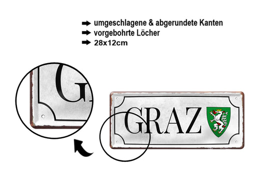 Blechschild ''Graz'' 28x12cm