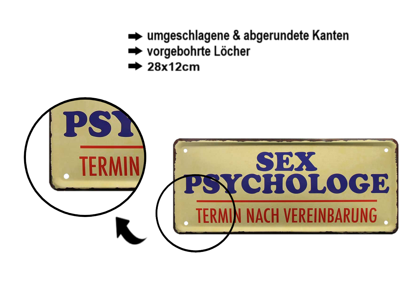 Blechschild ''Sex Psychologe'' 28x12cm