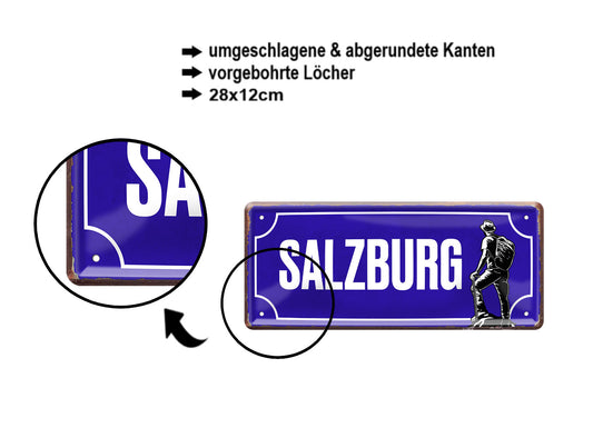 Blechschild ''Salzburg (wanderer)'' 28x12cm