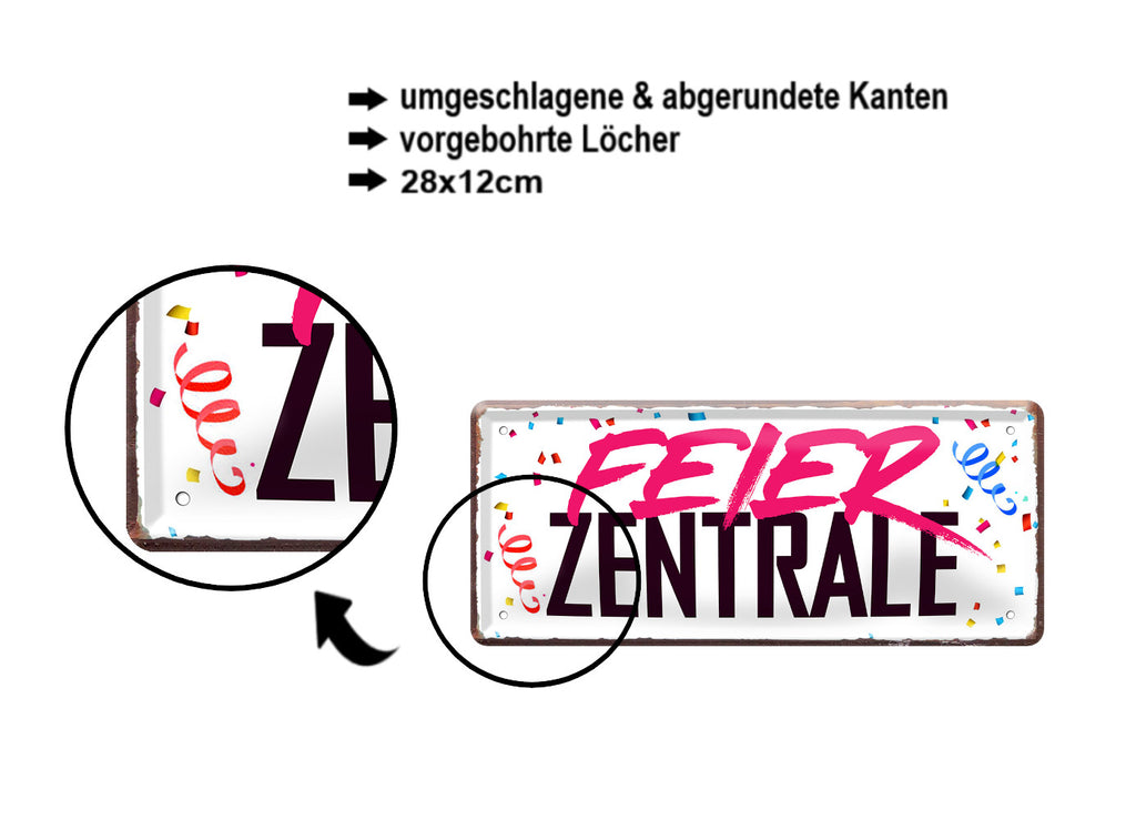 Blechschild ''Feier Zentrale'' 28x12cm