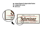 Blechschild ''Hier wohnt ein Schreiner'' 28x12cm