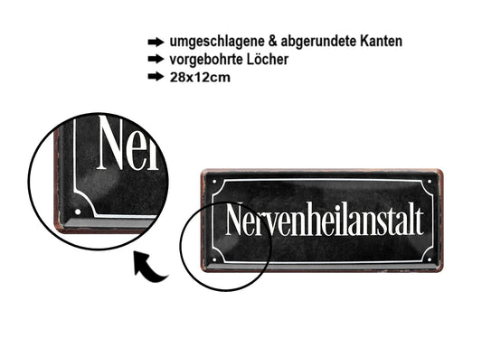 Blechschild ''Nervenheilanstalt'' 28x12cm