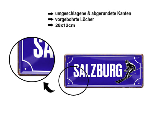 Blechschild ''Salzburg (ski)'' 28x12cm