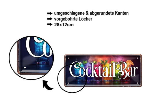 Blechschild ''Cocktailbar'' 28x12cm