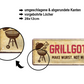 Tin sign "Grillgott. Make sausage, not war'' 28x12cm