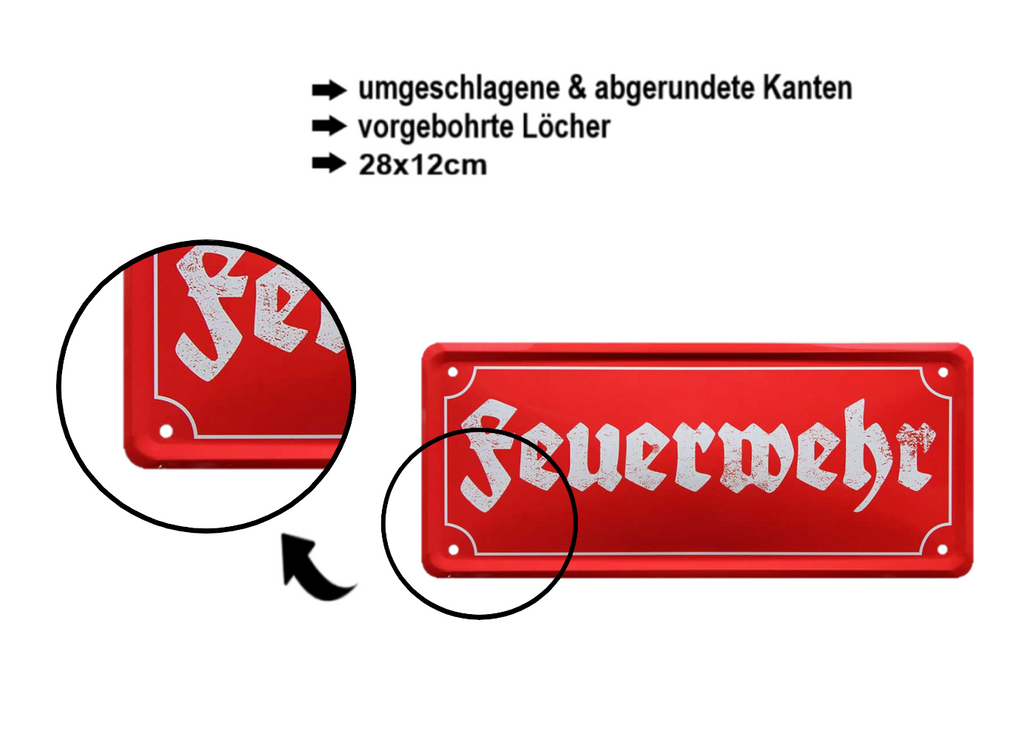 Blechschild ''Feuerwehr'' 28x12cm