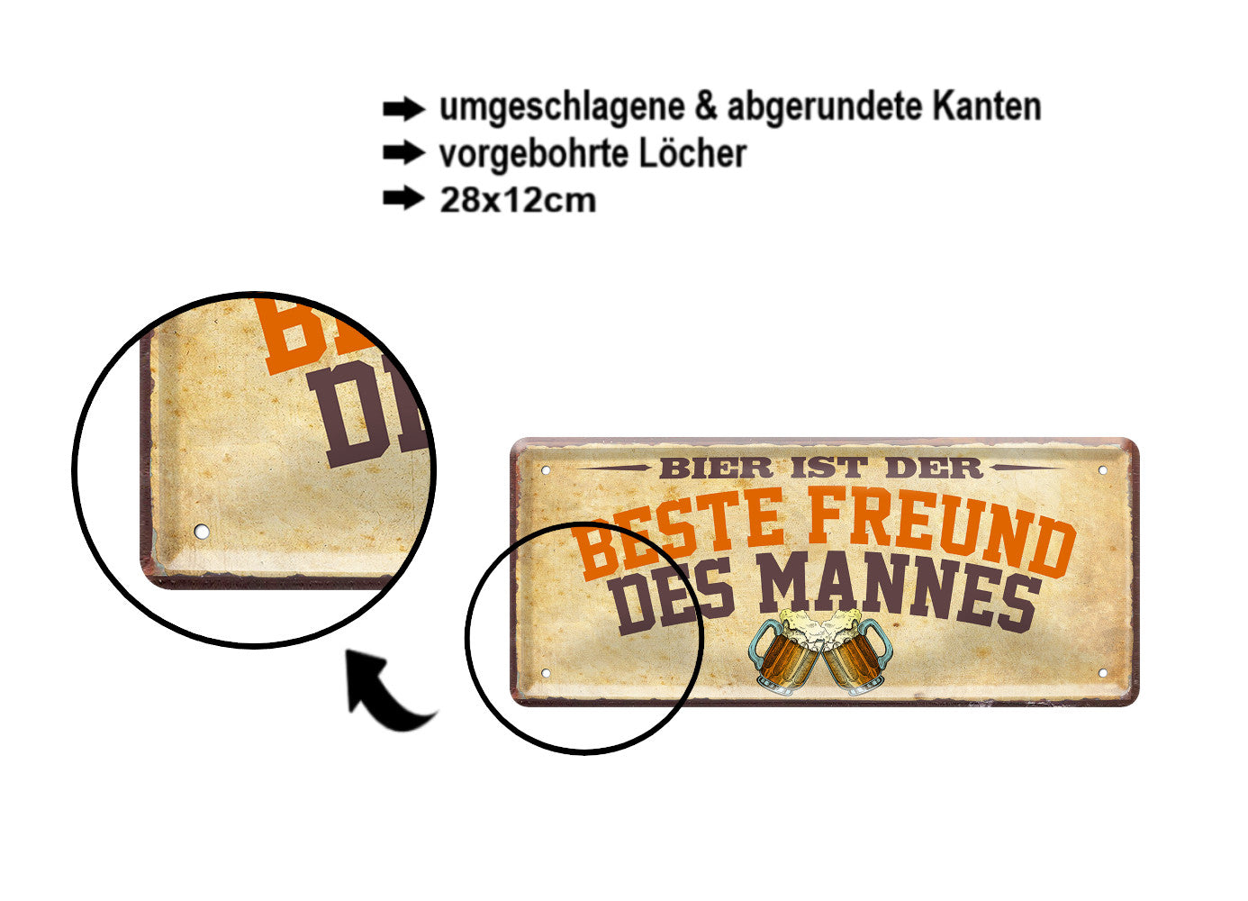 Blechschild ''Bier ist der beste Freund des Mannes'' 28x12cm