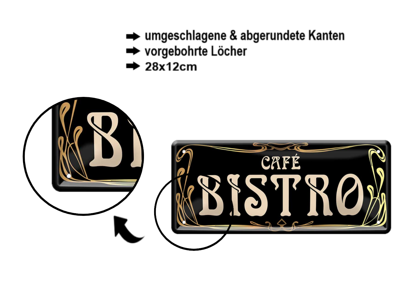Blechschild ''Cafe Bistro'' 28x12cm