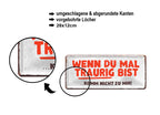 Blechschild ''Wenn du mal traurig bist, komm nicht zu mir'' 28x12cm