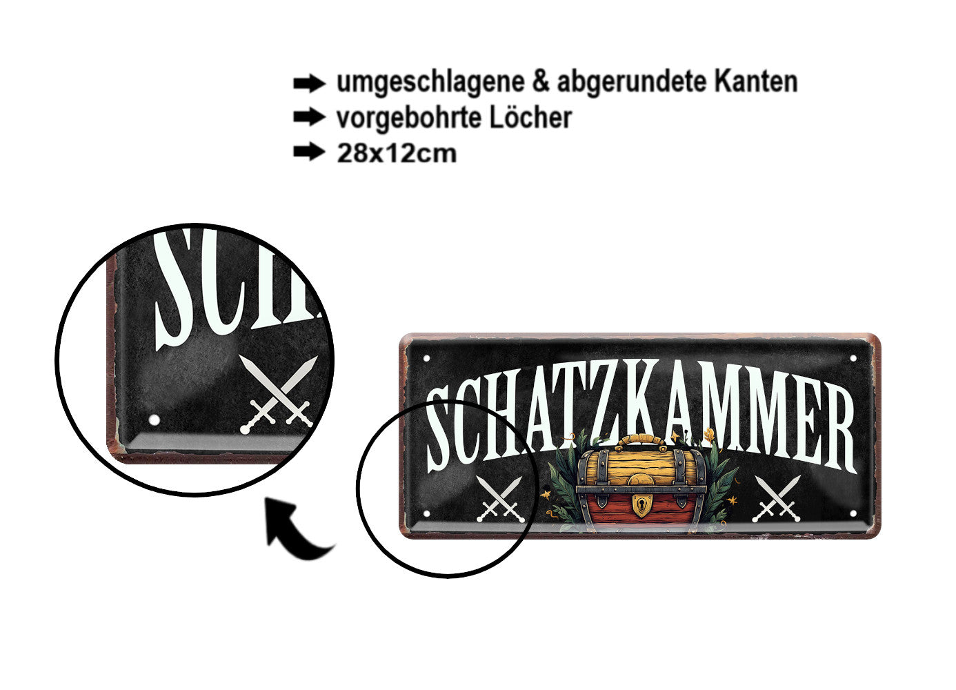 Blechschild ''Schatzkammer'' 28x12cm