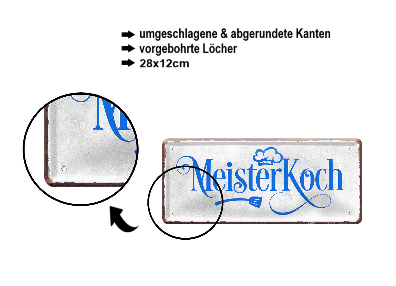 Blechschild ''MeisterKoch'' 28x12cm