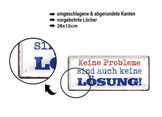 Blechschild ''Keine Probleme sind auch keine Lösung'' 28x12cm