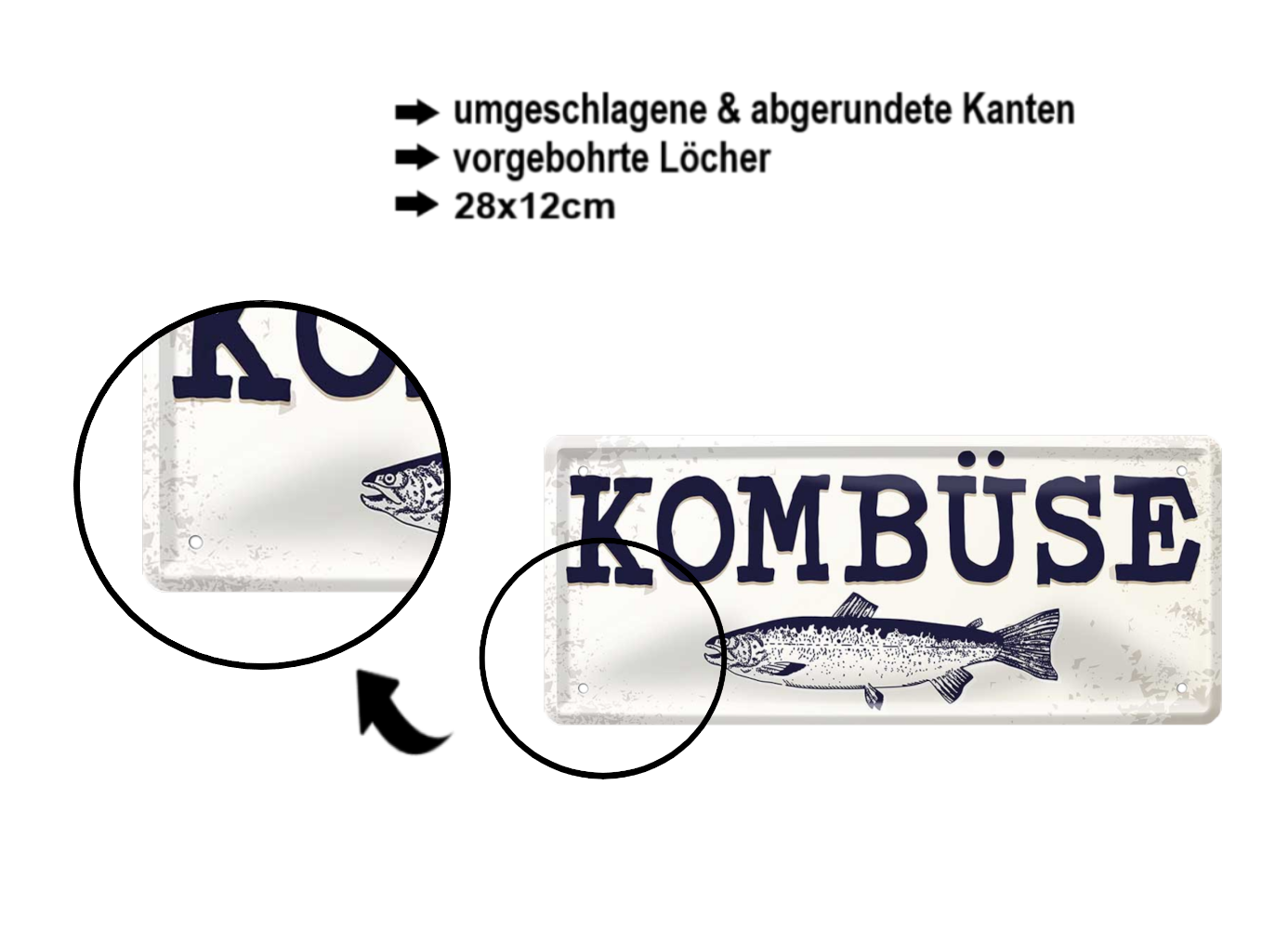Blechschild ''Kombüse'' 28x12cm
