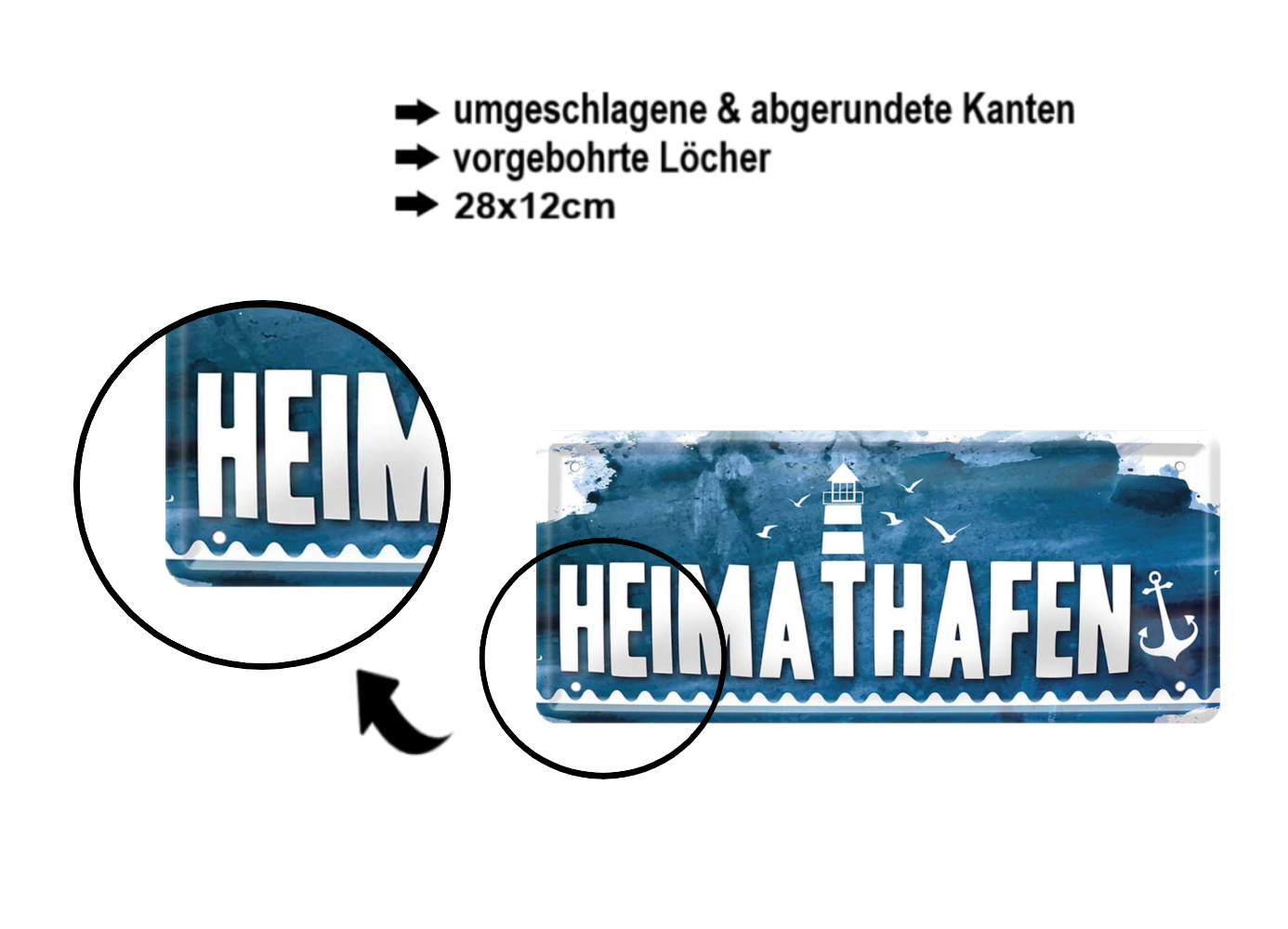 Blechschild ''Heimathafen'' 28x12cm