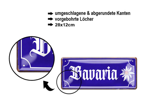 Blechschild ''Bavaria'' 28x12cm