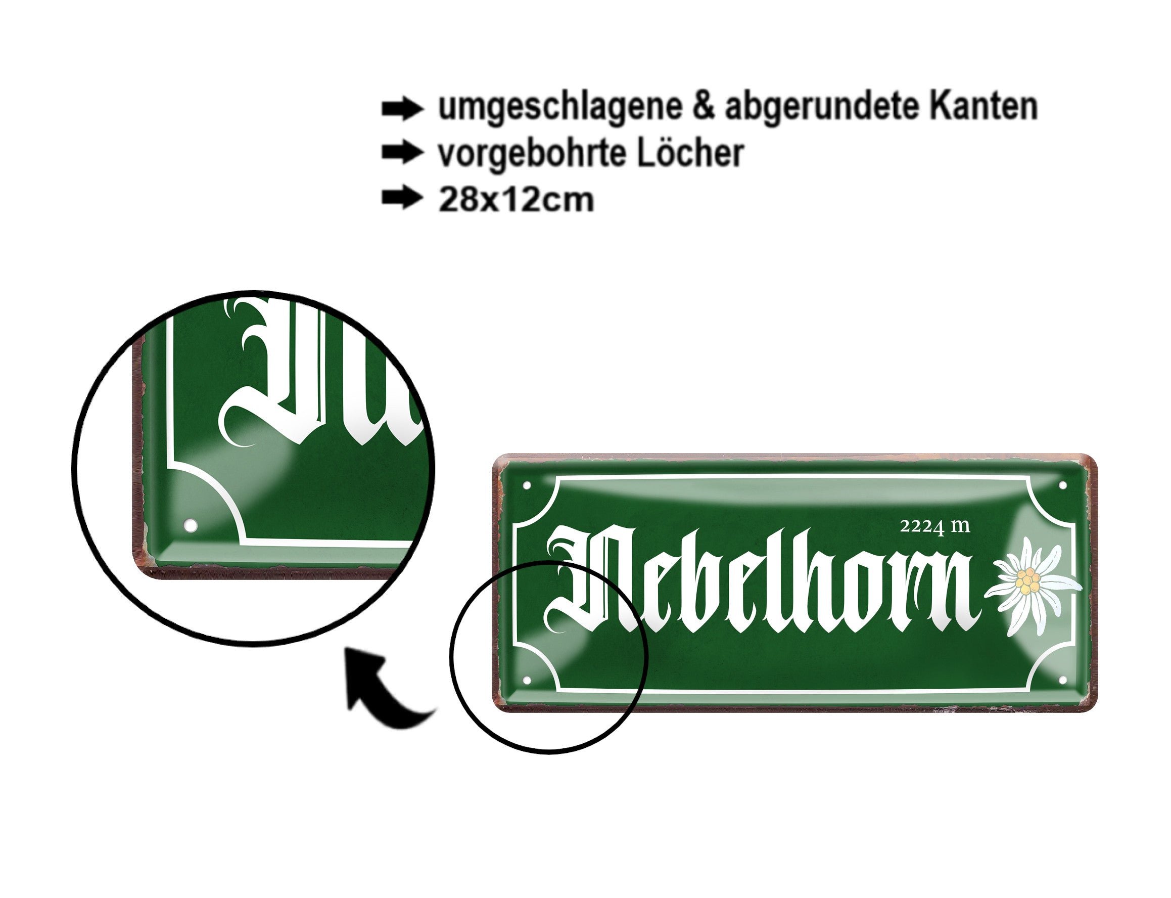 Blechschild ''Nebelhorn (braun)'' 28x12cm