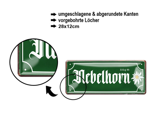 Blechschild ''Nebelhorn (braun)'' 28x12cm