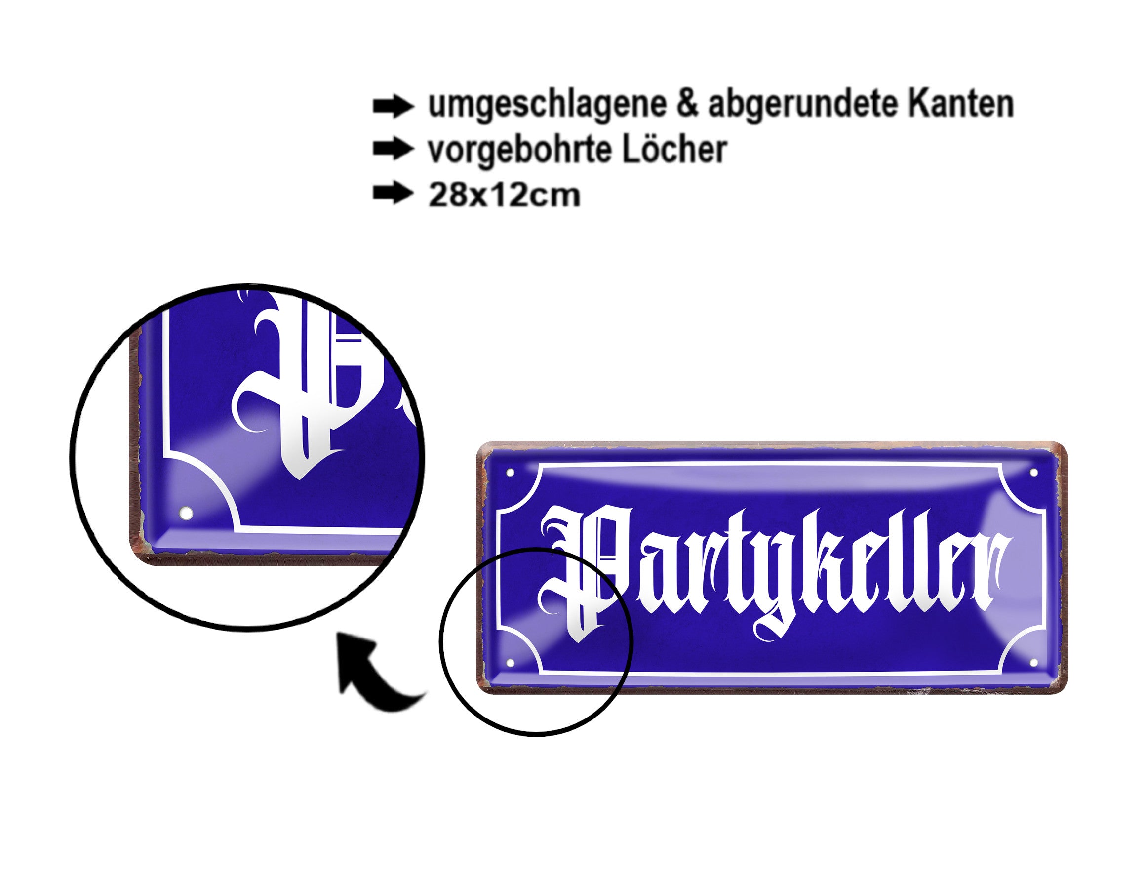 Blechschild ''Partykeller'' 28x12cm