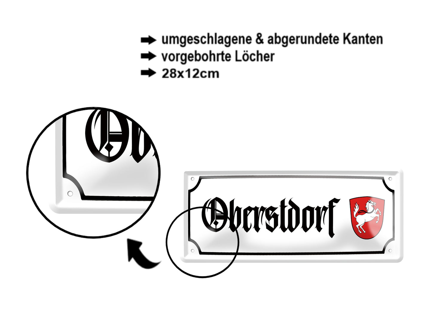 Blechschild ''Oberstdorf (wappen)'' 28x12cm