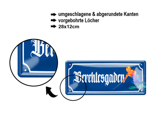 Blechschild ''Berchtesgarden (ski)'' 28x12cm