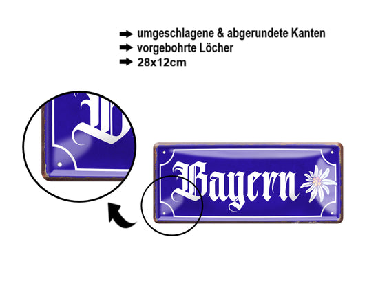 Blechschild ''Bayern (blume)'' 28x12cm