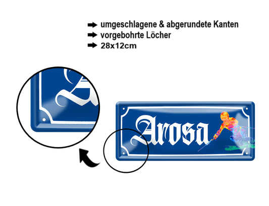 Blechschild ''Arosa (ski)'' 28x12cm