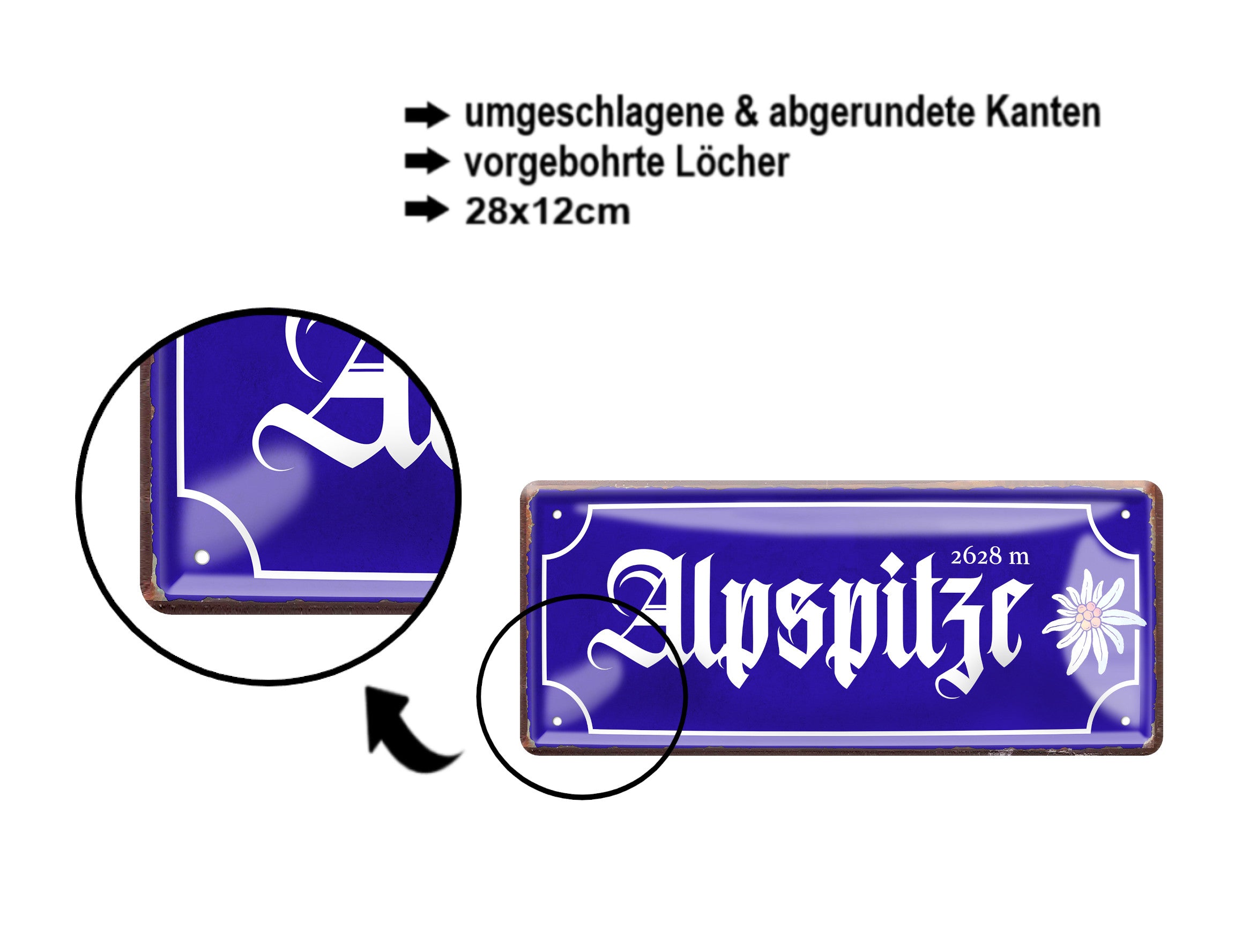 Blechschild ''Alpspitze'' 28x12cm