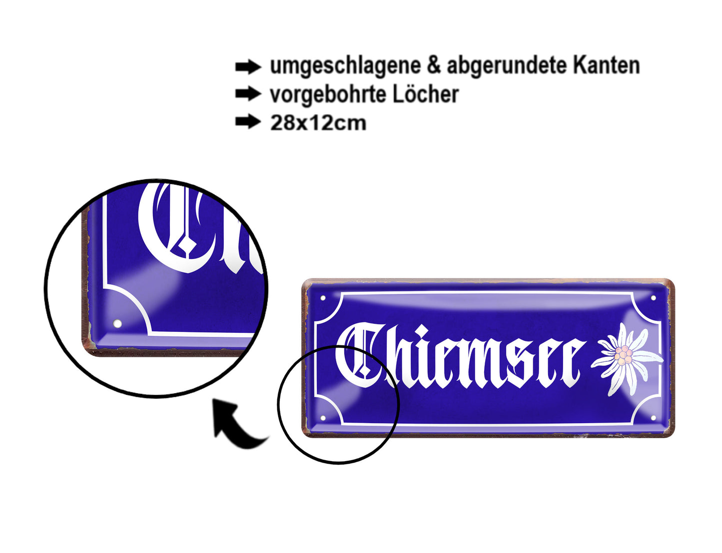 Blechschild ''Chiemsee'' 28x12cm